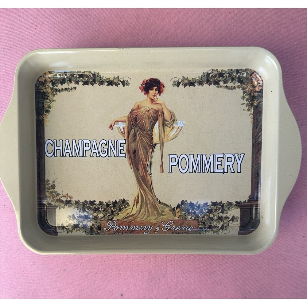 Champagne Pommery Metal Tray – Cartexpo France Retro Art 8.25×5.5 in